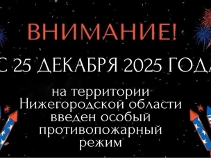 С 25 декабря 2025 года на территории Нижегородской области введен ОСОБЫЙ ПРОТИВОПОЖАРНЫЙ РЕЖИМ!!!